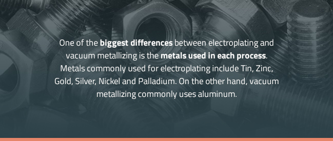 Metals Used in Electroplating vs. Vacuum Metallizing